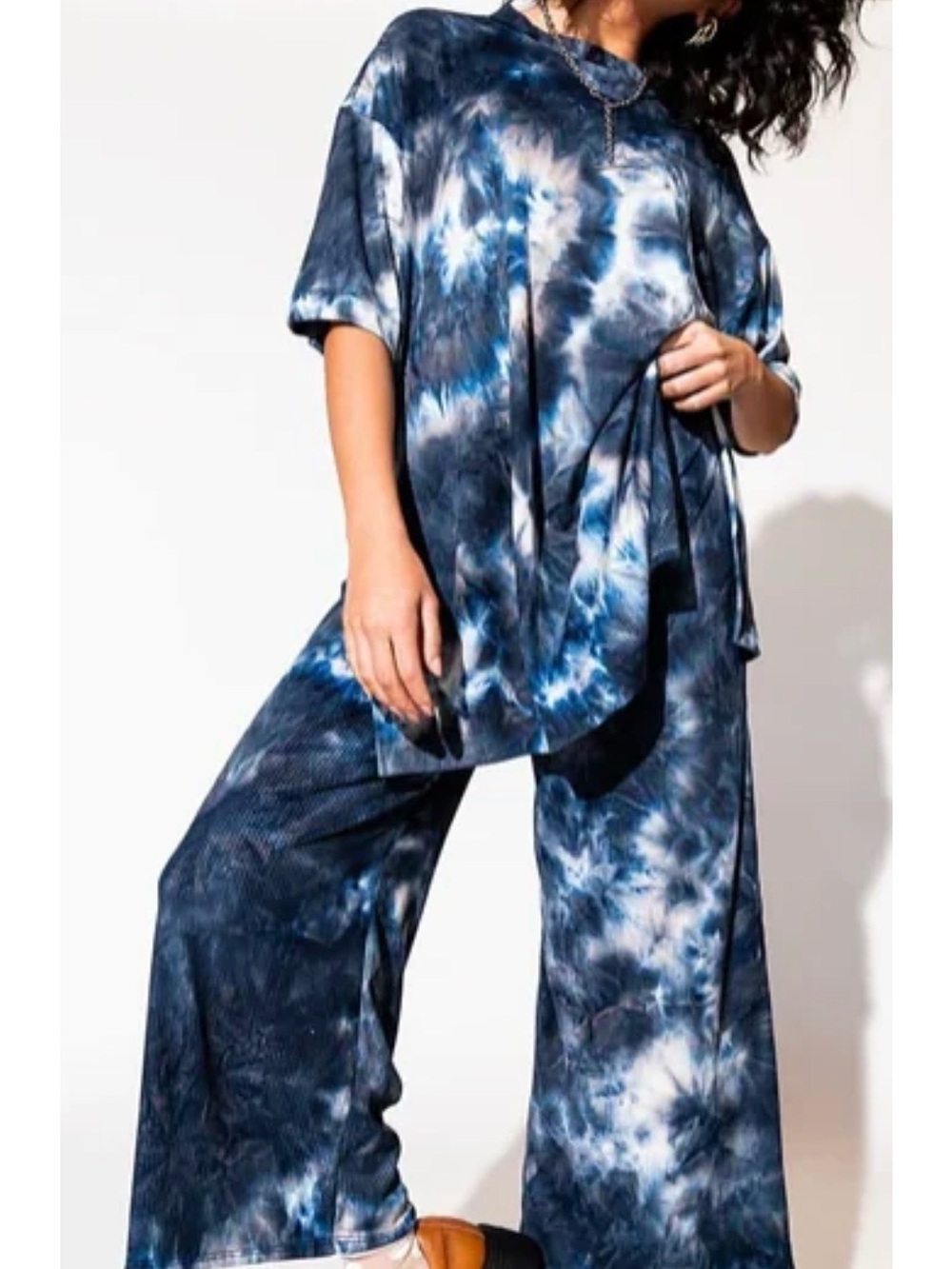 Dressed in lala playsuit set tie-dyed blue Small